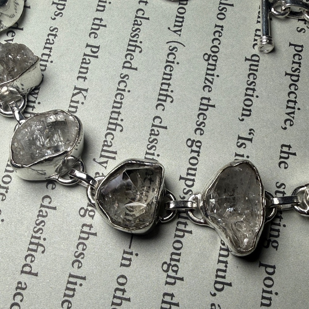 Sterling Herkimer Diamond Tennis Toggle Bracelet 6.5 in - 7.5 in - Picture 4 of 8